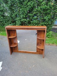 Wood And Laminate Dresser With Shelved Mirror Topper.