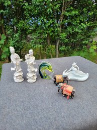 Figurine Group. Porcelain, Glass, Wood Elepants.  - - - - - - - - - - - - - - - - - - - - - - - - - Loc: Keter