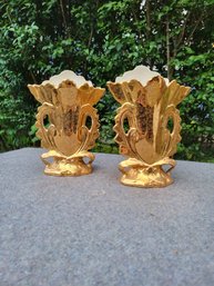 Royal China Warranted 22k Gold Vase Pair. - - - - - - - - -- - - - - - -- - - -- - - - -- - - - --  Loc: Keter