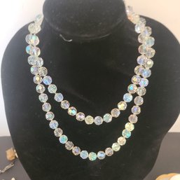 Long Vintage Faceted Crystal Prism Beaded Necklace