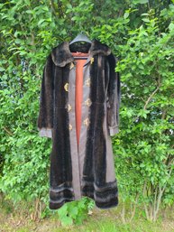 I Magnin Fur Coat.  Leather And Mink. Beautiful Lining.  Art Deco Buckles.