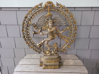 Wonderful Vintage Large Brass God Of Dance Nataraja Lord Shiva Hindu Figurine Statue