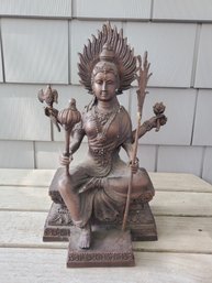 Bronze Finish - Cold Cast Sitting Hindu God Lakshmi Buddha Statue Buddhist Sculpture