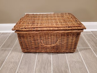 Vintage Naturual Wicker Toy Chest Toy Box Basket