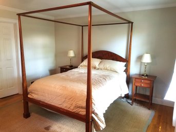 Wood Queen Size Four Poster Bed With Two Night Stands Custom Made At New England Historical Connection