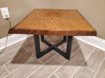 Live Edge Wood Accent Table With Black Metal Legs