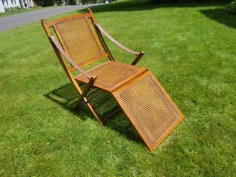 Fabulous Late 1800s Early 1900s Antique Folding Wood & Cane Steamer Boat Deck Chair