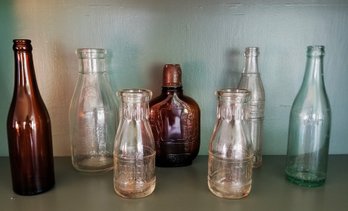 Great Collection Of Various Size & Style Vintage Glass Decorative Bottles