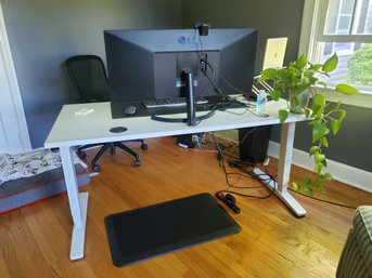 White Uplift Adjustable Height Laminate Top Office Desk Model FRM058R