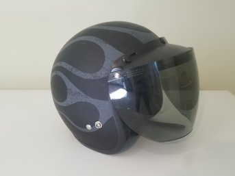 Flame NFX Motorcycle Helmet With Flip-Up Tinted Visor - Size Medium