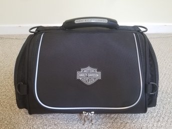 Harley Davidson Motorcycle Premium Touring Luggage Bag With Rain Cover - Black With Gray Trim