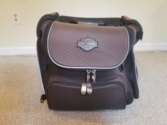 Harley Davidson Premium Motorcycle Touring Luggage Bag With Rain Cover - Brown & Black
