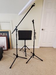 On Stage Sheet Music Stand & Two Microphone Stands