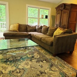 Klaussner Home Furnishing Brushed Microfiber Sectional Sofa