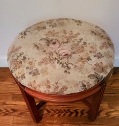 Vanity Stool With Pretty Vintage Floral Fabric