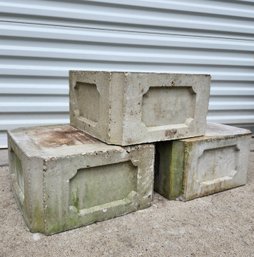 Three Matching Cement Blocks Or Bases