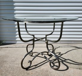 Very Pretty Garden Or Patio Table With Glass Top