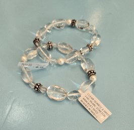 Pair Of Clear Quartz And White Pearl Bracelets