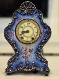 Antique Waterbury Clock Co. Victorian Cobalt/lavender Porcelain Parlor No. 90 Mantle Clock