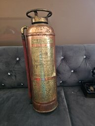 Antique Brass And Copper Fire Extinguisher