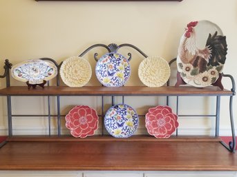 Eight Ceramic Decorative Floral, Butterflies & Rooster Plates: Fitz & Floyd, Lauren Ralph Lauren & Magenta
