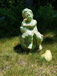 Vintage Clay Garden Statue Weathered
