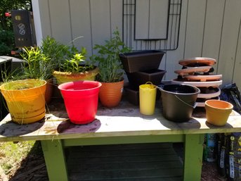 Miscellaneous Garden Supplies - Bucket, Planters Flower Boxes, Pots & Wheeled Under Pot Stands