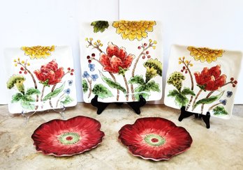 Lovely Set Of Mum Floral Plates & Serving Platter By Maxcera