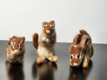 Felted Wool Chipmunk Family