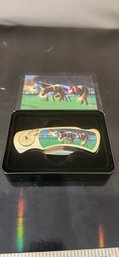 Brass Collectors Knife ( Horses )