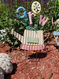 Garden Watering Can Art Stake 12'