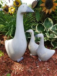 3 Gooses Blow Mold Plastic Garden Art Statues Dad And The Kids