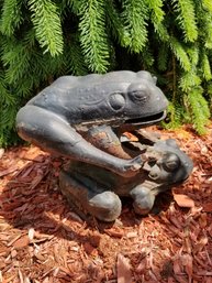 Small Cast Iron Steel LeapFrog Frogs Garden Statue Very Heavy 9'