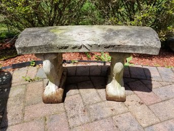 Weathered Vintage Massarelli Signed Songbird Garden Bench Small Cement Rustic