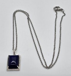 Lapis Pendant In Sterling Silver With Stainless Steel Necklace