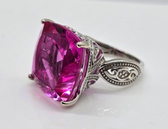 Radiant Orchid Quartz Ring In Platinum Over Sterling