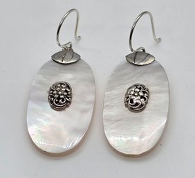 Mother Of Pearl Earrings In Sterling Silver