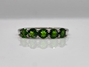 Chrome Diopside Five Stone Ring In Platinum Over Sterling