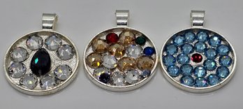 Three Handmade Swarovski Silvertone Pendant