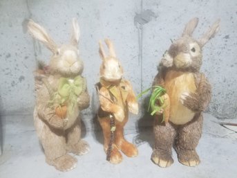 Trio Of Straw Standing 20'-23'h Easter Bunnies