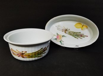 Vintage English Royal Worcester Fine Oven China 'Evesham' Oval & Round Casserole Dishes