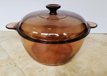 Vintage Visions CorningWare 4.7 Quart Amber Glass Dutch Oven With Lid