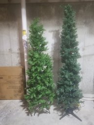 Pair Of Artificial Pre-lit Christmas Trees 6ft & 7ft
