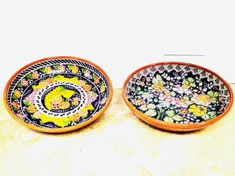 One Of A Kind Colorful Handmade Decorative Pottery OLARIA 14' Bowls- Signed By Artist Portugal