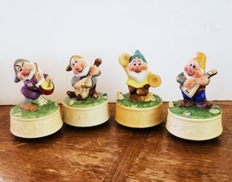 Four Vintage 5oth Anniversary Collectible Walt Disney Schmid Seven Dwarf Music Boxes (Lot 1)