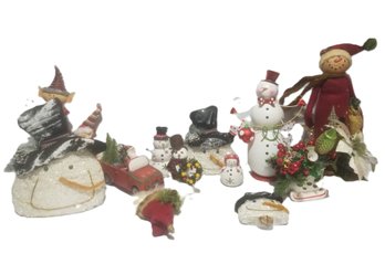 Mixed Lot Of Vintage Christmas Snowmen & Elves Decorations