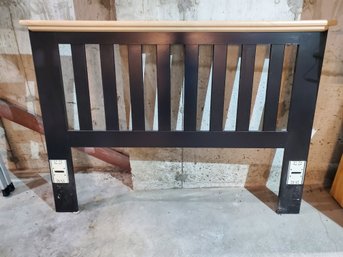 Queen Sized Black & Natural Wood Slat Shaker Style Headboard Only