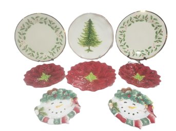 Lovely Selection Of Eight Christmas Holiday Plates Including Lenox