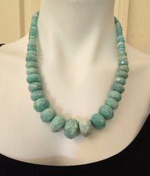 Jay King /Drt, Gorgeous Faceted Genuine Amazonite Stone Necklace With Sterling Clasp