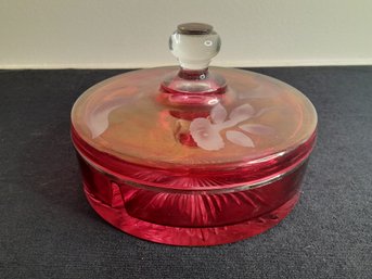 Cranberry Glass Jar